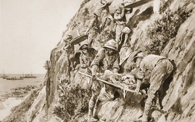 An R.A.M.C. Feat Hard to Match: Bringing Wounded Down the Cliff During the Suvla Bay Battle at the Dardanelles, from 